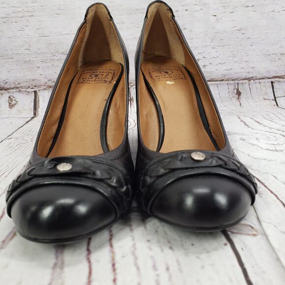 Lucky Brand  Women's Black Leather Wedge Pump Shoes Size 9.5M - Picture 16 of 16